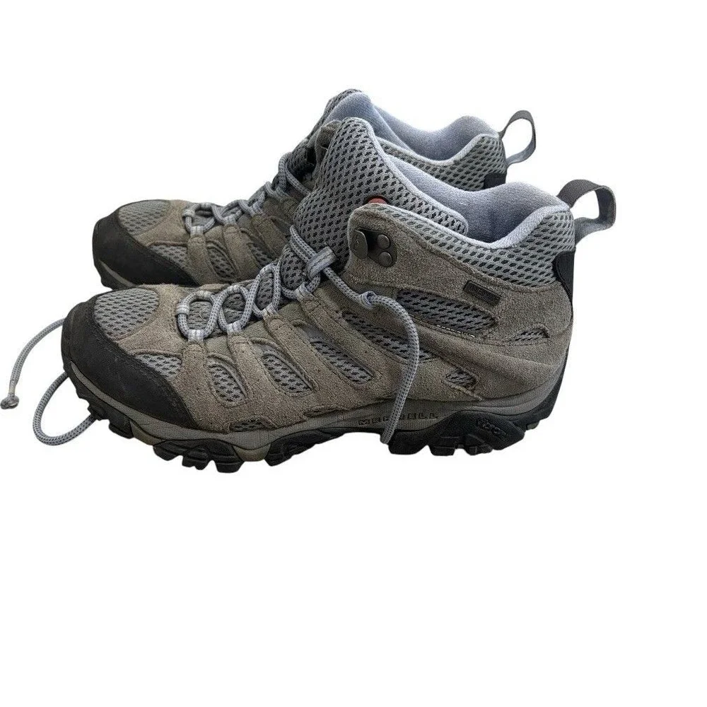 Merrell Moab 3 Mid Waterproof Hiking Boots Shoes Womens Size 9 Gray Blue Trail